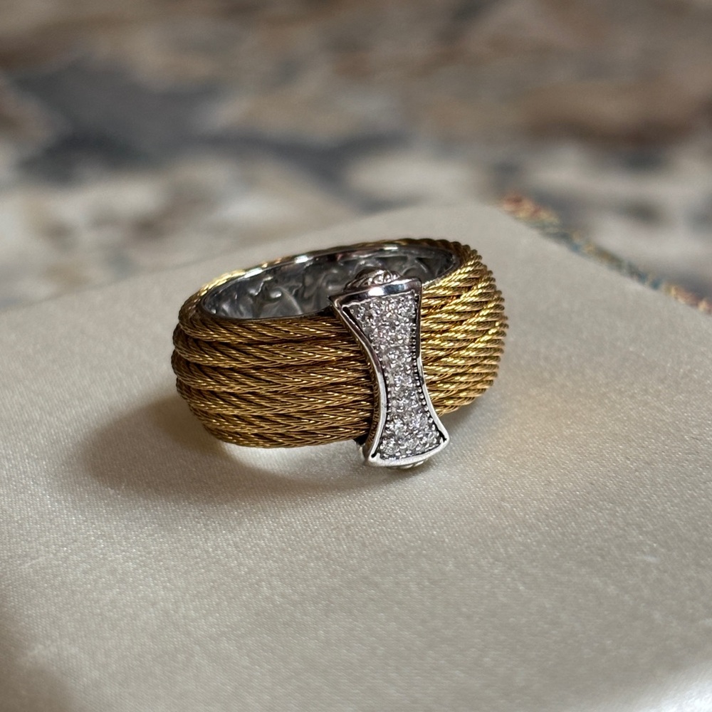 Alor 18k Cable Ring with Diamond Accent